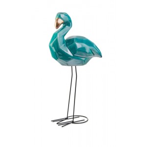 Turkusowa Figurka Flaminga - Dziób do dołu
