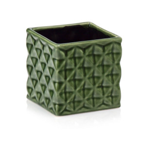 Ceramiczna Osłonka Vintage - Zielony Kwadrat